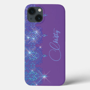Blauwe en paarse elegant-diamant Case-Mate iPhone case