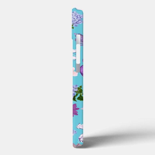 Blauwe en Paarse Floral iPhone Case (Achterkant / Links)