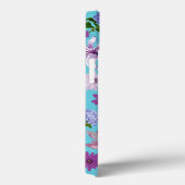 Blauwe en Paarse Floral iPhone Case (Achterkant / Rechts)