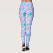 Blauwe en Paarse Floral Leggings (Achterkant)