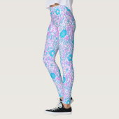 Blauwe en Paarse Floral Leggings (Links)