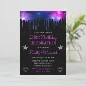 Blauwe en Paarse Galaxy Marmer 21e verjaardag Kaart (Staand voorkant)