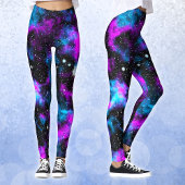 Blauwe en Paarse Galaxy Neon Yoga Leggings