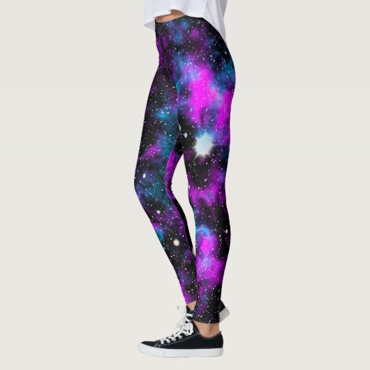 Blauwe en Paarse Galaxy Neon Yoga Leggings (Links)