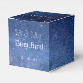 Blauwe en Paarse galaxy Wedding Bedankdoosjes