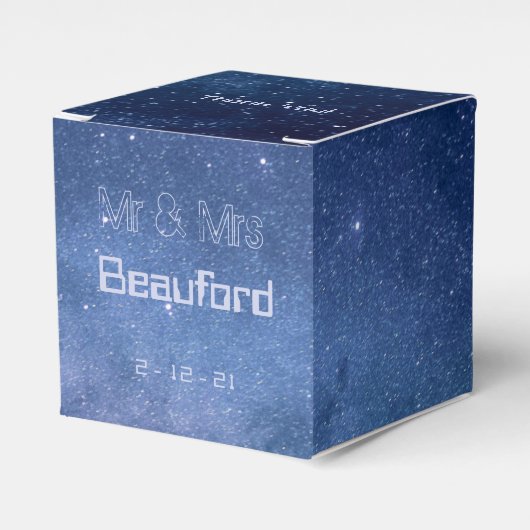 Blauwe en Paarse galaxy Wedding Bedankdoosjes (Voorkant Zijde)