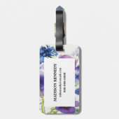 Blauwe en Paarse gemengde tuin Bagagelabel (Achterkant verticaal)