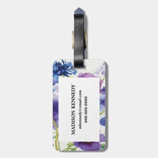 Blauwe en Paarse gemengde tuin Bagagelabel (Achterkant verticaal)