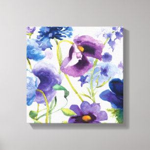 Blauwe en Paarse gemengde tuin Canvas Afdruk