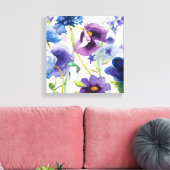 Blauwe en Paarse gemengde tuin Canvas Afdruk (Insitu (Woonkamer))