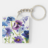 Blauwe en Paarse gemengde tuin Sleutelhanger (Achterkant)