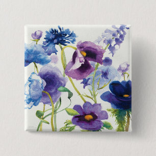 Blauwe en Paarse gemengde tuin Vierkante Button 5,1 Cm