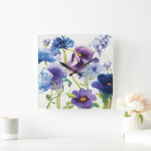 Blauwe en Paarse gemengde tuin Vierkante Klok (Huis)