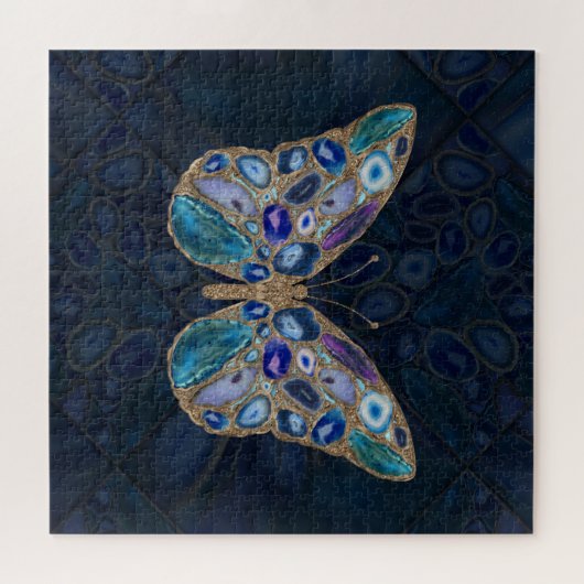 Blauwe en Paarse geodes Butterfly Legpuzzel (Horizontaal)