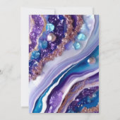 Blauwe en Paarse Glitter Marmeren Agaat 21e Verjaa Kaart (Achterkant)