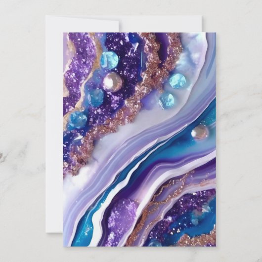 Blauwe en Paarse Glitter Marmeren Agaat 21e Verjaa Kaart (Achterkant)