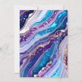 Blauwe en Paarse Glitter Marmeren Agaat 21e Verjaa Kaart (Achterkant)