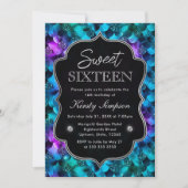 Blauwe en Paarse Glitter Mermaid Scales Sweet 16 Kaart (Voorkant)
