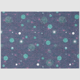 Blauwe en Paarse Glitter Polka Dots Kerst Tissuepapier