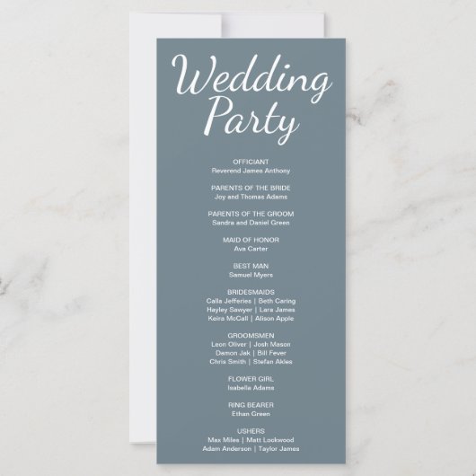 Blauwe en Paarse Halve Maan Trouwprogramma (Achterkant)