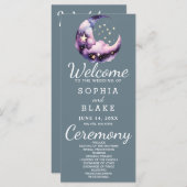 Blauwe en Paarse Halve Maan Trouwprogramma (Voorkant / Achterkant)