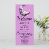 Blauwe en Paarse Halve Maan Trouwprogramma (Staand voorkant)