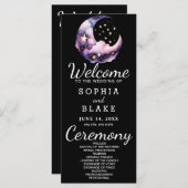 Blauwe en Paarse Halve Maan Trouwprogramma (Voorkant / Achterkant)