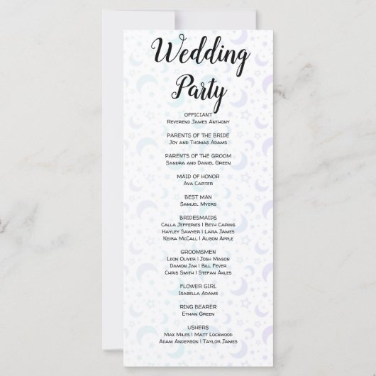 Blauwe en Paarse Halve Maan Trouwprogramma (Achterkant)