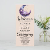 Blauwe en Paarse Halve Maan Trouwprogramma (Staand voorkant)