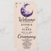 Blauwe en Paarse Halve Maan Trouwprogramma (Voorkant / Achterkant)