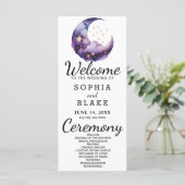 Blauwe en Paarse Halve Maan Trouwprogramma (Staand voorkant)