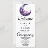 Blauwe en Paarse Halve Maan Trouwprogramma (Voorkant)