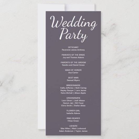 Blauwe en Paarse Halve Maan Trouwprogramma (Achterkant)