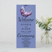 Blauwe en Paarse Halve Maan Trouwprogramma (Staand voorkant)