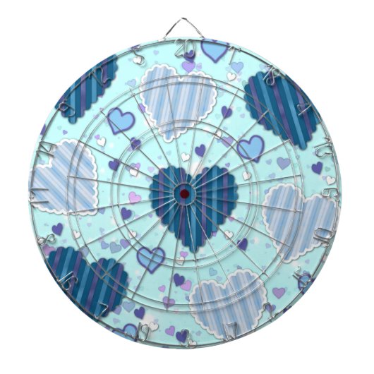 Blauwe en Paarse harten Dartbord (Voorkant)
