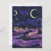 Blauwe en Paarse Hemel Halloween Maanfeest Kaart (Achterkant)