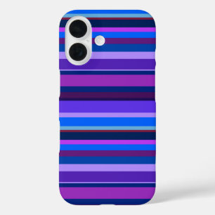 Blauwe en paarse horizontale strepen iPhone 16 hoesje