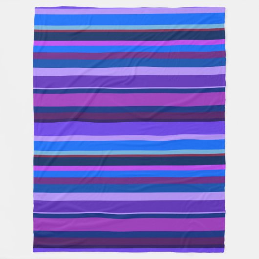 Blauwe en paarse horizontale strepen fleece deken (Voorkant)