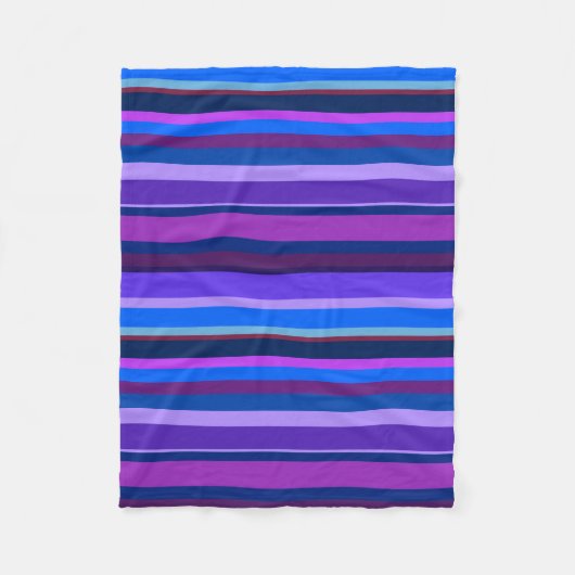Blauwe en paarse horizontale strepen fleece deken (Voorkant)