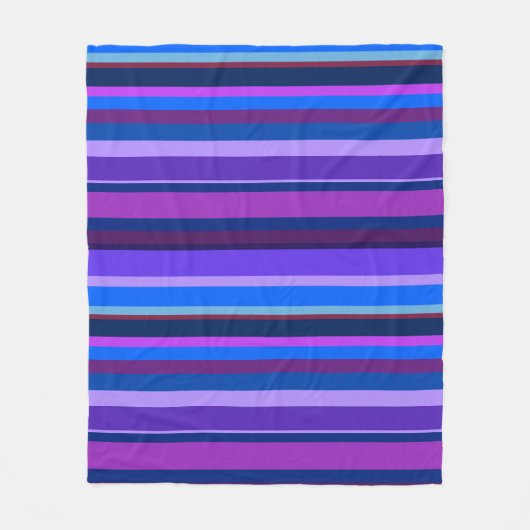 Blauwe en paarse horizontale strepen fleece deken (Voorkant)
