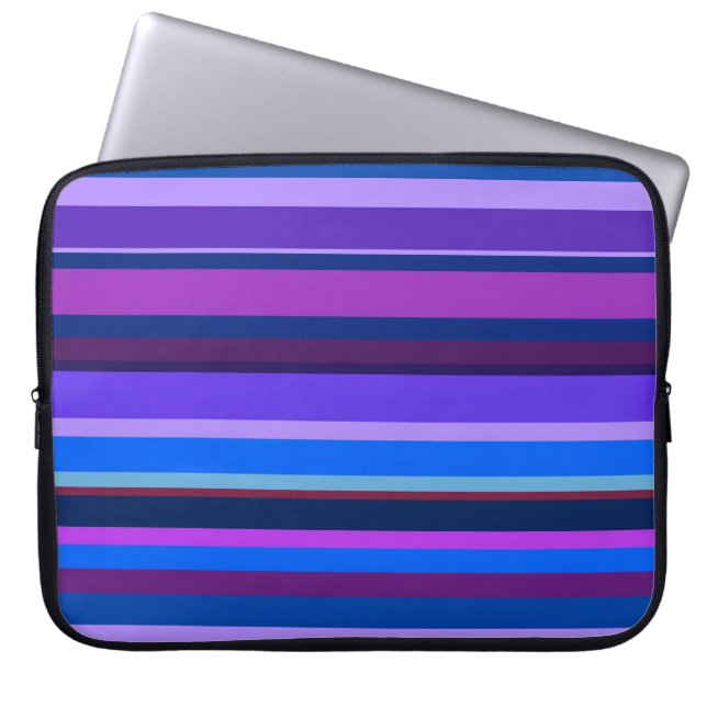 Blauwe en paarse horizontale strepen laptop sleeve (Voorkant)