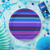 Blauwe en paarse horizontale strepen papieren bordje (Feest)