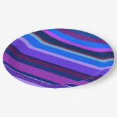 Blauwe en paarse horizontale strepen papieren bordje (Gekanteld)