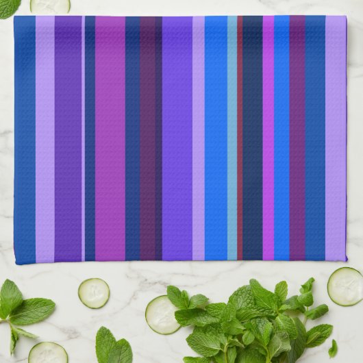 Blauwe en paarse horizontale strepen theedoek (Gevouwen)