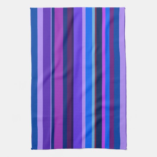 Blauwe en paarse horizontale strepen theedoek (Verticaal)