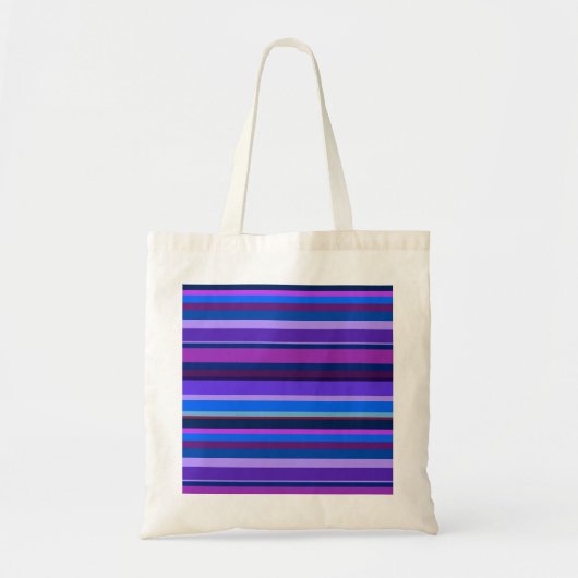 Blauwe en paarse horizontale strepen tote bag (Voorkant)