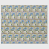 Blauwe en paarse hydrangea bouquet cadeaupapier (Vlak)