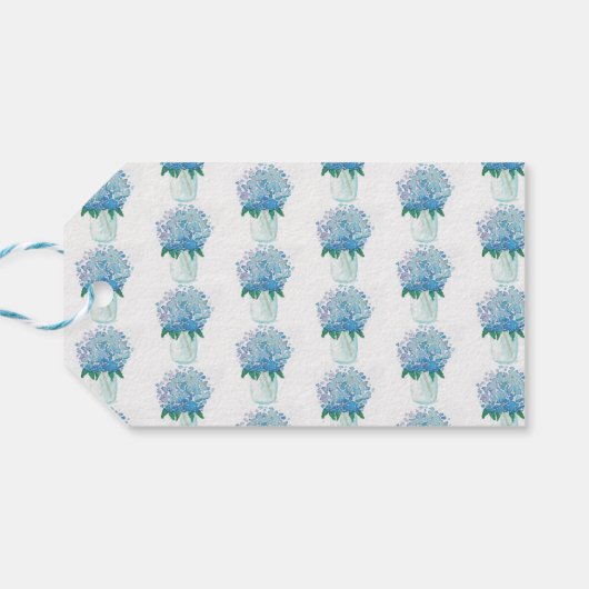 Blauwe en Paarse hydrangea Cadeaulabel (Achterkant Horizontaal)