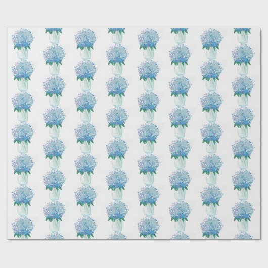 Blauwe en Paarse hydrangea Cadeaupapier (Vlak)