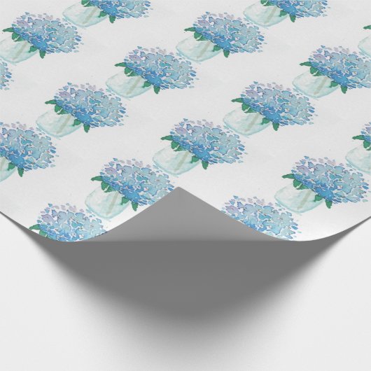 Blauwe en Paarse hydrangea Cadeaupapier (Hoek)